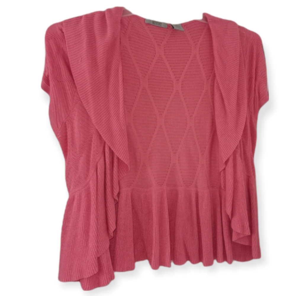 VERVE pink waterfall sweater shrug size medium